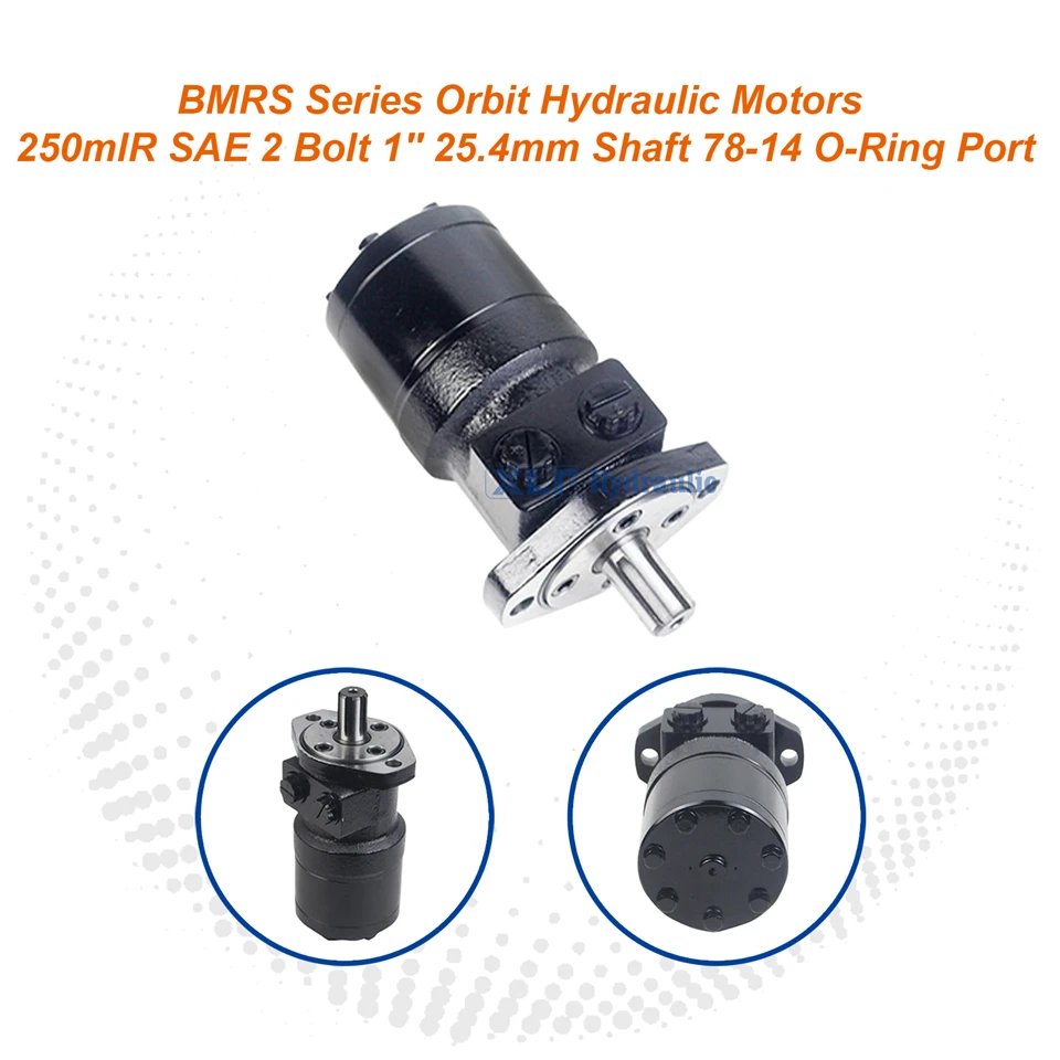 Motor hidráulico orbital serie BMRS|Desplazamiento de 250 cc, perno SAE 2-, eje de 1" y 25,4 mm, 78-14 puertos de junta tórica