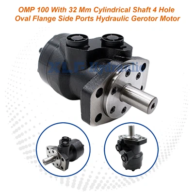 Motor Gerotor Hidráulico OMP 100|Brida ovalada de 4 orificios con eje cilíndrico de 32 mm